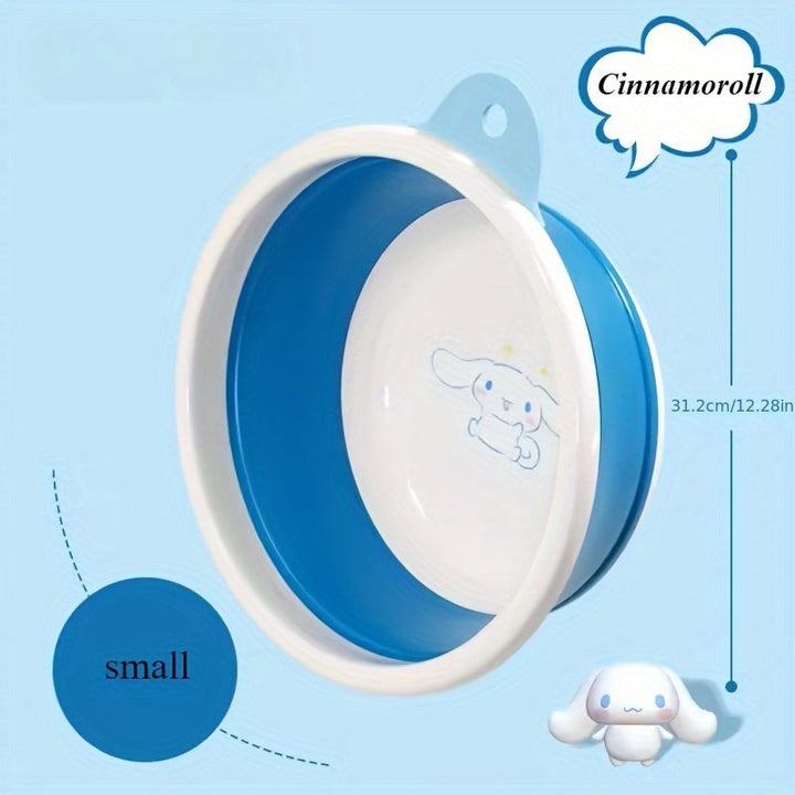 Sanrio Hello Kitty Lavabo Plegable - Fregadero Compacto con Gancho Colgante, Bañera para Lavar Platos y Pies para Cocina, Baño o Viajes - Accesorio de Baño Divertido, Diseño Antifugas, Contenedor Multiusos, Ideal para Espacios Pequeños