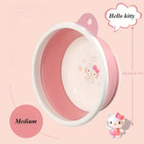 Sanrio Hello Kitty Lavabo Plegable - Fregadero Compacto con Gancho Colgante, Bañera para Lavar Platos y Pies para Cocina, Baño o Viajes - Accesorio de Baño Divertido, Diseño Antifugas, Contenedor Multiusos, Ideal para Espacios Pequeños
