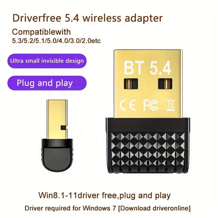 Receptor de dongle inalámbrico USB, adaptador de red inalámbrico mini USB5.4, compatible con computadora/auriculares/teclado/ratón/altavoz y otros dispositivos, Windows11/10/8.1, enchufa y juega, compatible con 5.3/5.1/5.0/4.2/4.1/4.0 y otras versiones d
