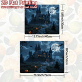 1pc Protector de Estufa para Halloween - Castillo Gótico en el Bosque, Murciélagos y Calabazas Iluminadas - Compatible con Cocinas de Gas/Inducción, Lavadoras y Secadoras - Resistente a Arañazos y Derrames - Decoración Fácil de Limpiar para Fiestas de Ha