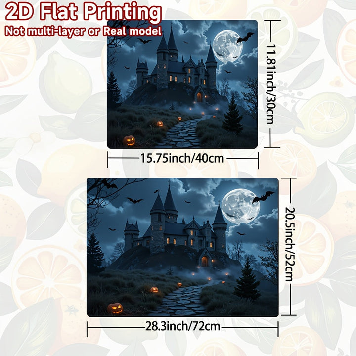 1pc Protector de Estufa para Halloween - Castillo Gótico en el Bosque, Murciélagos y Calabazas Iluminadas - Compatible con Cocinas de Gas/Inducción, Lavadoras y Secadoras - Resistente a Arañazos y Derrames - Decoración Fácil de Limpiar para Fiestas de Ha