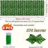 8 piezas de pantalla de pared de valla de privacidad de hiedra artificial, longitud total de aproximadamente 118,1 x 39,4 pulgadas, con 576 hojas de textura de alta simulación, puede resistir bien los rayos UV, adecuado para terraza/balcón/jardín/cortijo