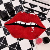 Alfombra de baño de labios rosados suaves - Suave, absorbente, alfombra de suelo antideslizante para baño y dormitorio, revestimiento de poliéster, fácil de limpiar, alfombra de baño | Diseño juguetón | Alfombra absorbente