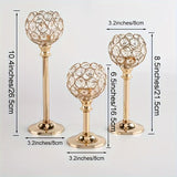Juego de 6 piezas, 3 tamaños, portavelas de cristal, soporte para velas de metal, ideal para decoración de bodas, adornos de mesa, decoración de chimenea y ambiente en la sala de estar, decoración de pared, perfecto para Navidad, regalo ideal