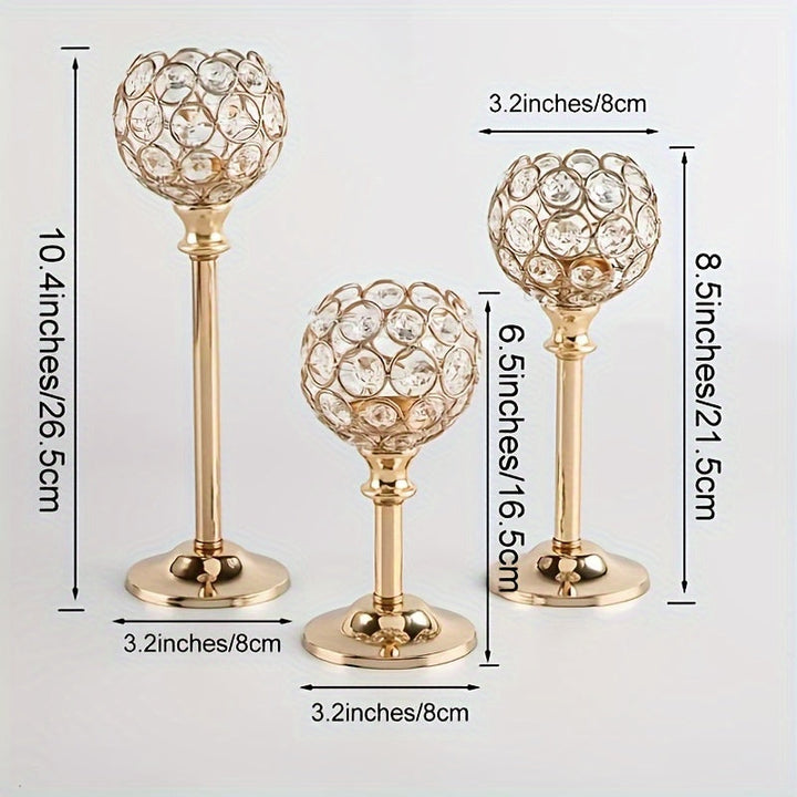 Juego de 6 piezas, 3 tamaños, portavelas de cristal, soporte para velas de metal, ideal para decoración de bodas, adornos de mesa, decoración de chimenea y ambiente en la sala de estar, decoración de pared, perfecto para Navidad, regalo ideal