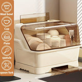 1/2/4 piezas, armario de almacenamiento de cocina anti-polvo que ahorra espacio con tapa - Estante multifuncional para utensilios con tablero de drenaje, adecuado para encimeras y armarios, estante de encimera de cocina