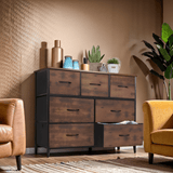 1pc Armario Clásico de Almacenamiento de Madera y Metal con 6 Cajones - Organizador Independiente de 68.58cm con Capacidad de 3.2 Pies Cúbicos, Fácil Montaje para Sala de Estar, Dormitorio, Oficina, Mueble en Tono Neutro, Construcción Duradera