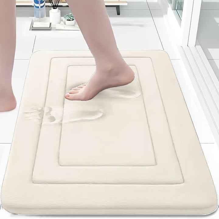 1pc de Coral Fleece Baño Piso Alfombra Anti Deslizamiento Pad - Anti Deslizamiento, Secado Rápido, Máquina Lavable - Perfecto para Baño y Tocador Pisos, con PVC Anti Deslizamiento Fondo Forro