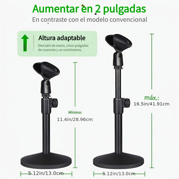 [Micrófono Soporte Ajustable de Hierro] Soporte de Micrófono de Hierro Ajustable de Alta Resistencia 1ud - Portátil para Transmisión, Conferencia, Transmisión en Vivo, Reunión - Negro