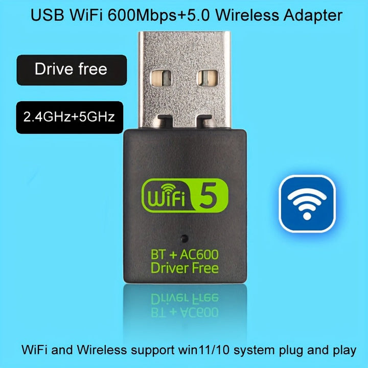 Tarjeta de red inalámbrica 2.4G/5G, doble banda, enchufable y de uso inmediato, adaptador WiFi USB adecuado para escritorios y portátiles, compatible con Windows XP/Vista/7/8/10/11, no requiere batería, conexión USB, control de aplicaciones, voltaje de f