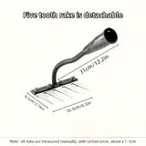 1pc Rastrillo Manual de Alta Resistencia - con Puntas Afiladas para Cavar, Jardinería, Grava y Nieve - Construcción Metálica Robusta, Sin Necesidad de Electricidad - Ideal para Uso Doméstico, Profesional y Comercial - Herramienta para Césped, Patio, Gran