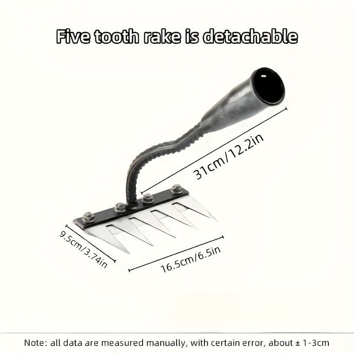 1pc Rastrillo Manual de Alta Resistencia - con Puntas Afiladas para Cavar, Jardinería, Grava y Nieve - Construcción Metálica Robusta, Sin Necesidad de Electricidad - Ideal para Uso Doméstico, Profesional y Comercial - Herramienta para Césped, Patio, Gran
