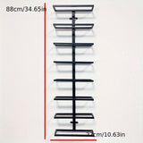 Vitrina de Vino Moderna Negra para Botellas de Vino, Estante Flotante de Vidrio para Botellas de Vino, Estante de Almacenamiento para Exhibición de Vino, Estante de Copa de Vino, para Bar de Cocina, 27.0x8.99x89.99cm, Estante de Vino Montado en la Pared