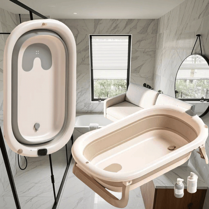 Bañera plegable y set de lavado - Ahorra espacio, alta capacidad de carga, diseño deformable para fácil almacenamiento, ideal para experiencia SPA en casa, set de experiencia spa | Baño minimalista | Material fácil de limpiar, accesorios para baño