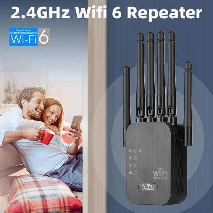 Extensor de WIFI Momotor-WIFI - Amplificador de señal de WIFI con 6 antenas - Soporta WIFI6-300Mbps y puerto Ethernet - Adaptador de red doméstica con extensor de red inalámbrica de larga distancia con puerto Ethernet