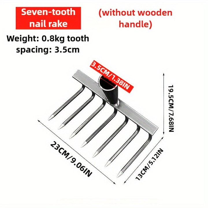 9-Dientes de Acero de Manganeso Desmalezadora Manual, Mango Ergonómico, Desmalezadora Manual Duradera para Jardín Cesped Farmland, Cultivador de Suelo Eficiente para Plantar y Desmalezar, Herramienta de Jardín | Quitamalezas Ergonómico | Rastrillo de Met