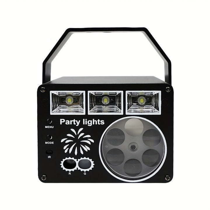 Luz LED 3 en 1 USB con patrón activado por sonido RGB, luz parpadeante, metal negro, USB portátil y práctica, adecuada para bodas, día de San Valentín, fondo de escena, luz de proyección para fiestas, bares, discotecas, cumpleaños, Navidad, clubes, gimna