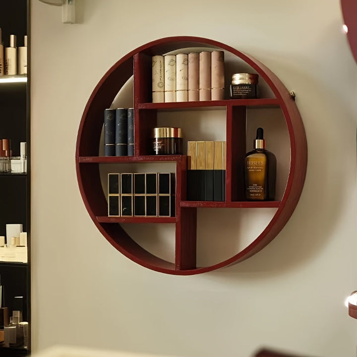 Estantería de Pared de Madera al Estilo Chino Vintage - Exhibición de Almacenamiento Abierto para Salón de Peluquería, Estante de Vino y Más