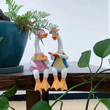 Figuras de pareja de pato de resina - Coleccionables decorativos pintados a mano para varios tipos de habitaciones, decoración versátil para interiores y exteriores, no se necesita electricidad