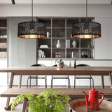 Pantalla de lámpara - Pantallas de lámpara modernas negras para luces de techo con interior dorado, pantallas de lámpara para lámparas de mesa y lámparas de pie, pantalla de lámpara colgante para dormitorio, salón, pasillo y cocina