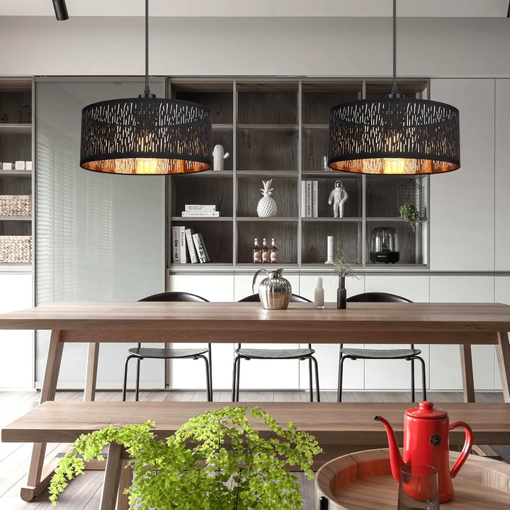 Pantalla de lámpara - Pantallas de lámpara modernas negras para luces de techo con interior dorado, pantallas de lámpara para lámparas de mesa y lámparas de pie, pantalla de lámpara colgante para dormitorio, salón, pasillo y cocina