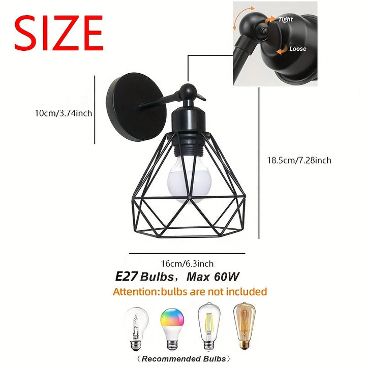 1 lámpara de pared ajustable con base para foco E27 - Estilo industrial moderno, montaje semiempotrado en hierro para sala, cocina, dormitorio, pasillo y escaleras (foco no incluido), iluminación de cocina, iluminación contemporánea, iluminación duradera