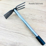 1 pieza de pala y rastrillo de doble propósito con mango de acero duradero - Herramienta de jardinería ergonómica para palas y rastrillos eficientes, ideal para plantar flores, mantenimiento de jardines | Rastrillo de metal resistente | Diseño ergonómico