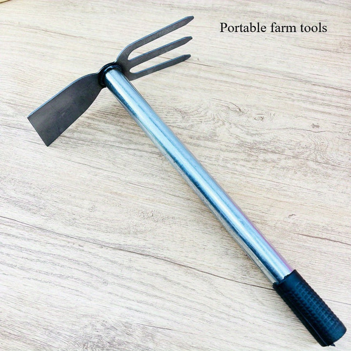 1 pieza de pala y rastrillo de doble propósito con mango de acero duradero - Herramienta de jardinería ergonómica para palas y rastrillos eficientes, ideal para plantar flores, mantenimiento de jardines | Rastrillo de metal resistente | Diseño ergonómico