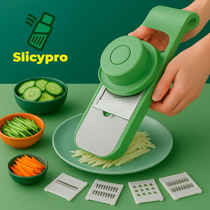 SlicyPro Cortador y Rebanador 6 en 1 con Diseño Seguro para Dedos