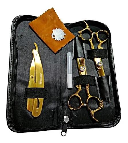 Promoción Kit X3 Tijeras Profesional Cabello Dragon Titanio Estuche