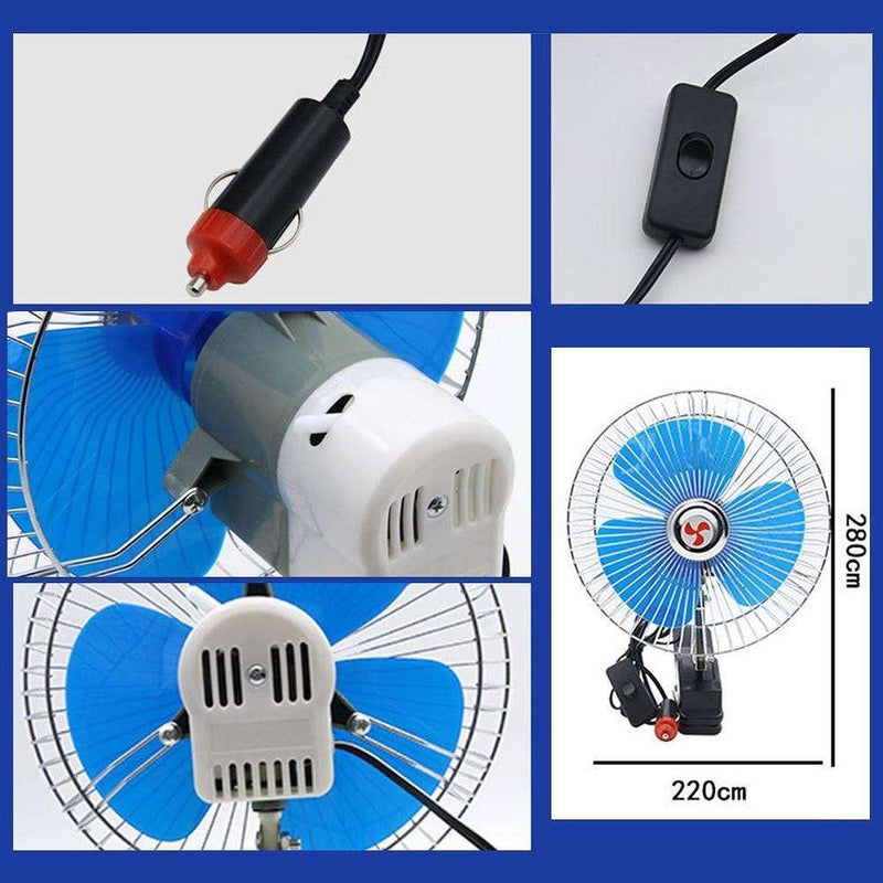 Mini Ventilador Para Carro 12 V Portátil Giratorio Potente 8