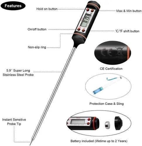 Termómetro Digital De Cocina Punzón Sonda Temperatura Comida