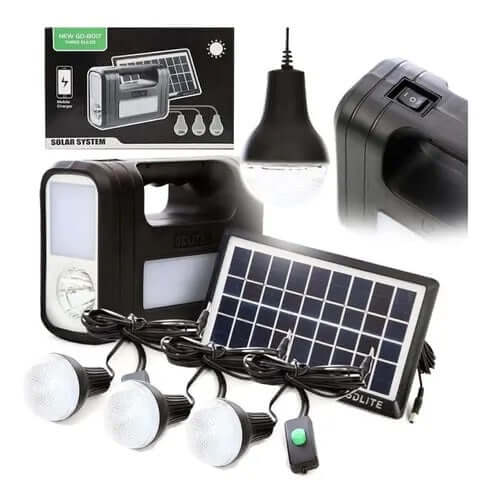 Kit Panel Solar Con Batería Y 3 Bombillos De 3w Carga Usb 5v