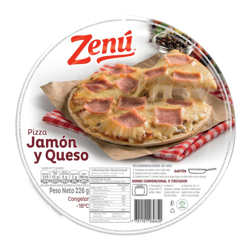 PIZZA ZENU 226G JAMON Y QUESO