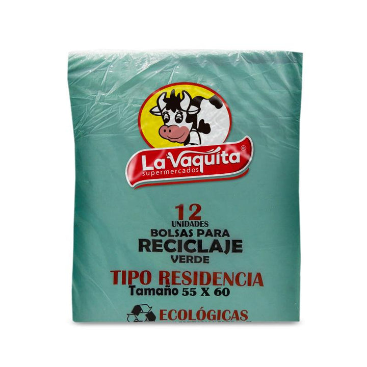 BOLSA BASURA 55X60 12U RECICLAJE VERDE
